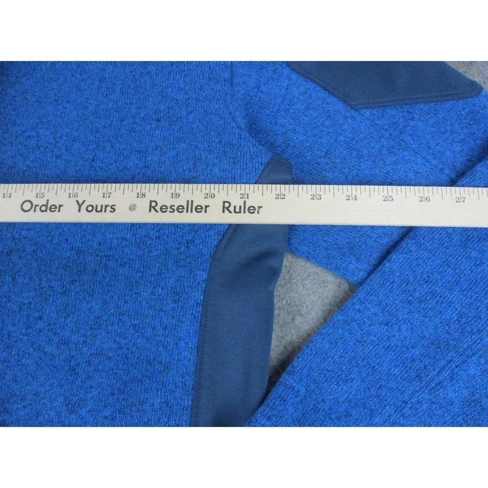 Spyder Jacket Mens Large Blue Fleece Patch Heathered Full Zip Mock Neck Coat